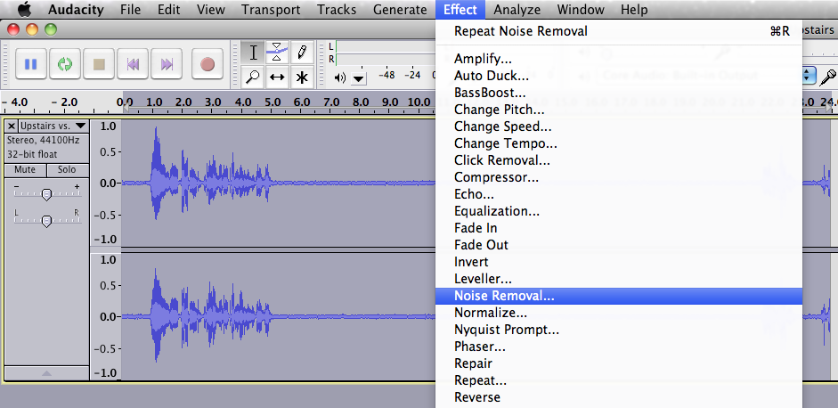 how to remove high pitched noise audacity