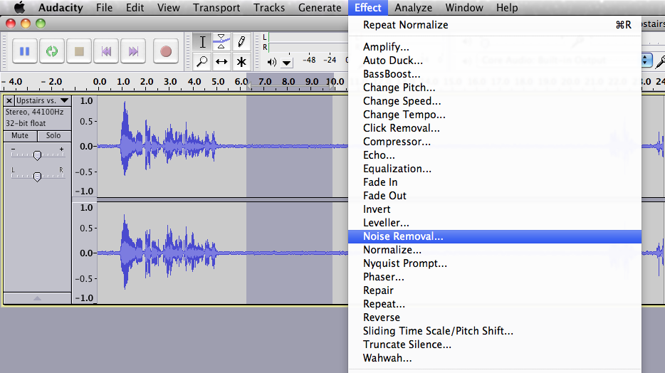 removing reverb in audacity