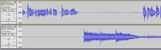 Audio tracks before pasting