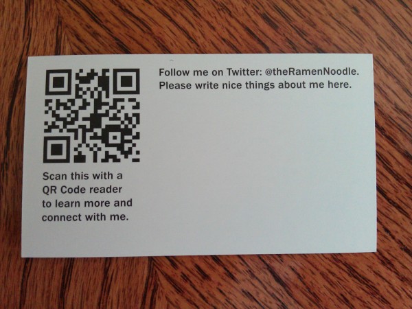 Blank space on business card